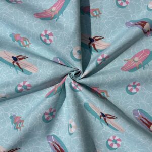Coupon Polycoton Baignade turquoise 1,40x3m
