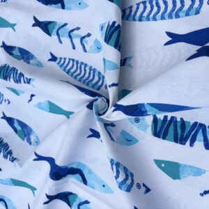 Coupon Polycoton Poissons bleus 1,40x3m