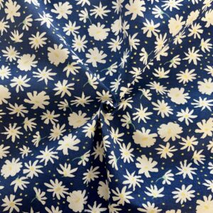 Coupon Polycoton Marguerites Bleu marine  1,40x3m
