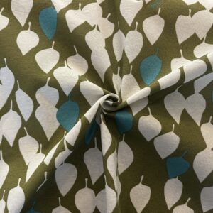 Coupon Polycoton Feuilles Kaki  1,40x3m