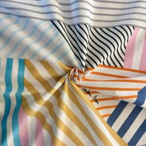 Coupon Polycoton Rayures graphiques multicolores  1,40x3m