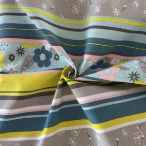 Coupon Polycoton Rayures et fleurs 1,40x3m